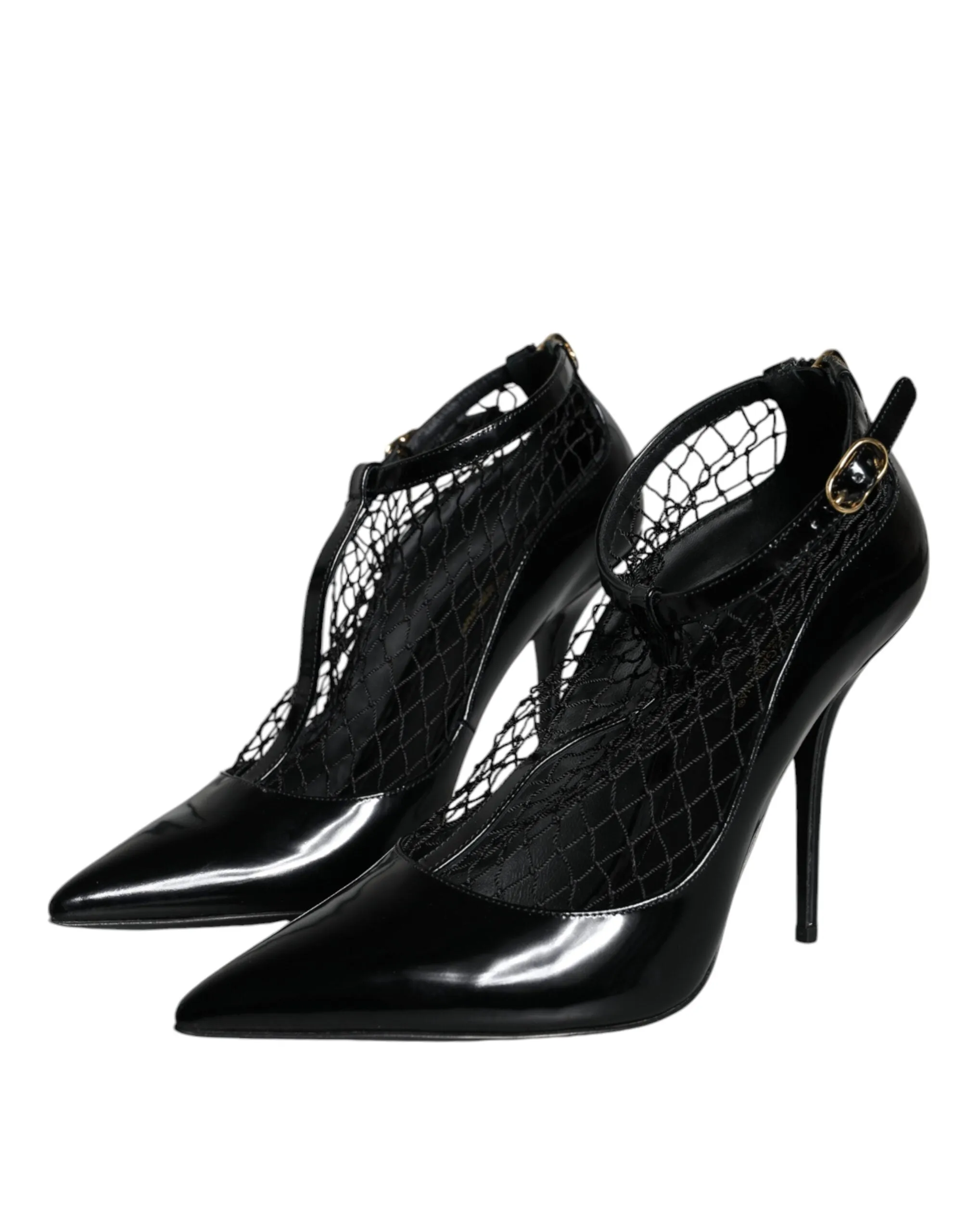 Black Mesh Patent Leather Heels Pumps Shoes sold by Louxly product image thumbnail 3