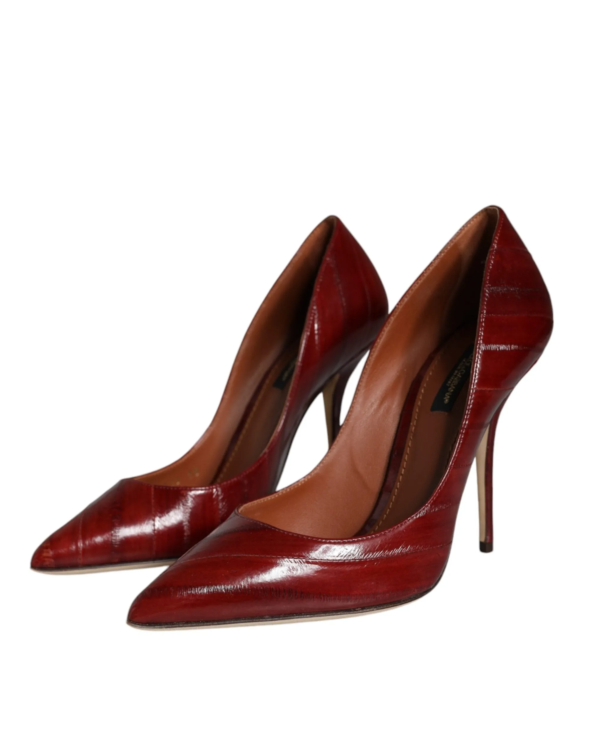 Dark Red Leather High Heels Pumps Shoes sold by Louxly product image thumbnail 3