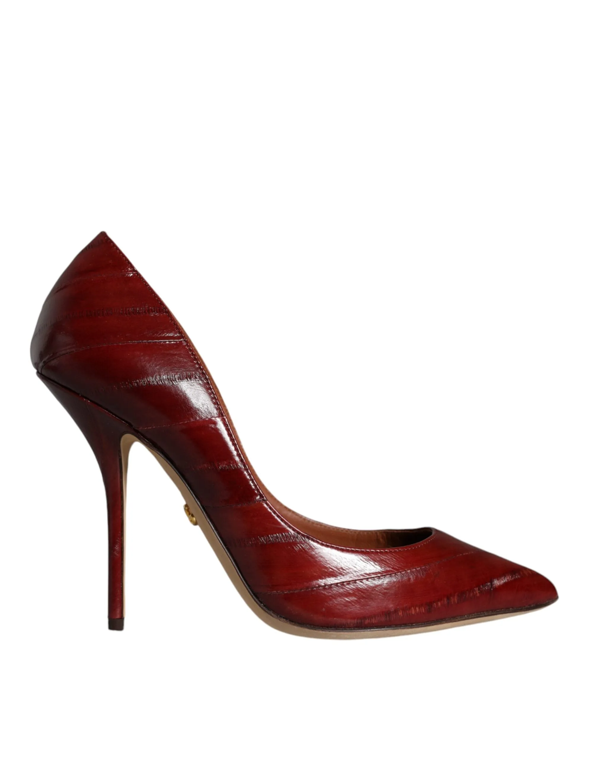 Dark Red Leather High Heels Pumps Shoes sold by Louxly