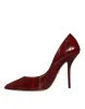 Dark Red Leather High Heels Pumps Shoes sold by Louxly