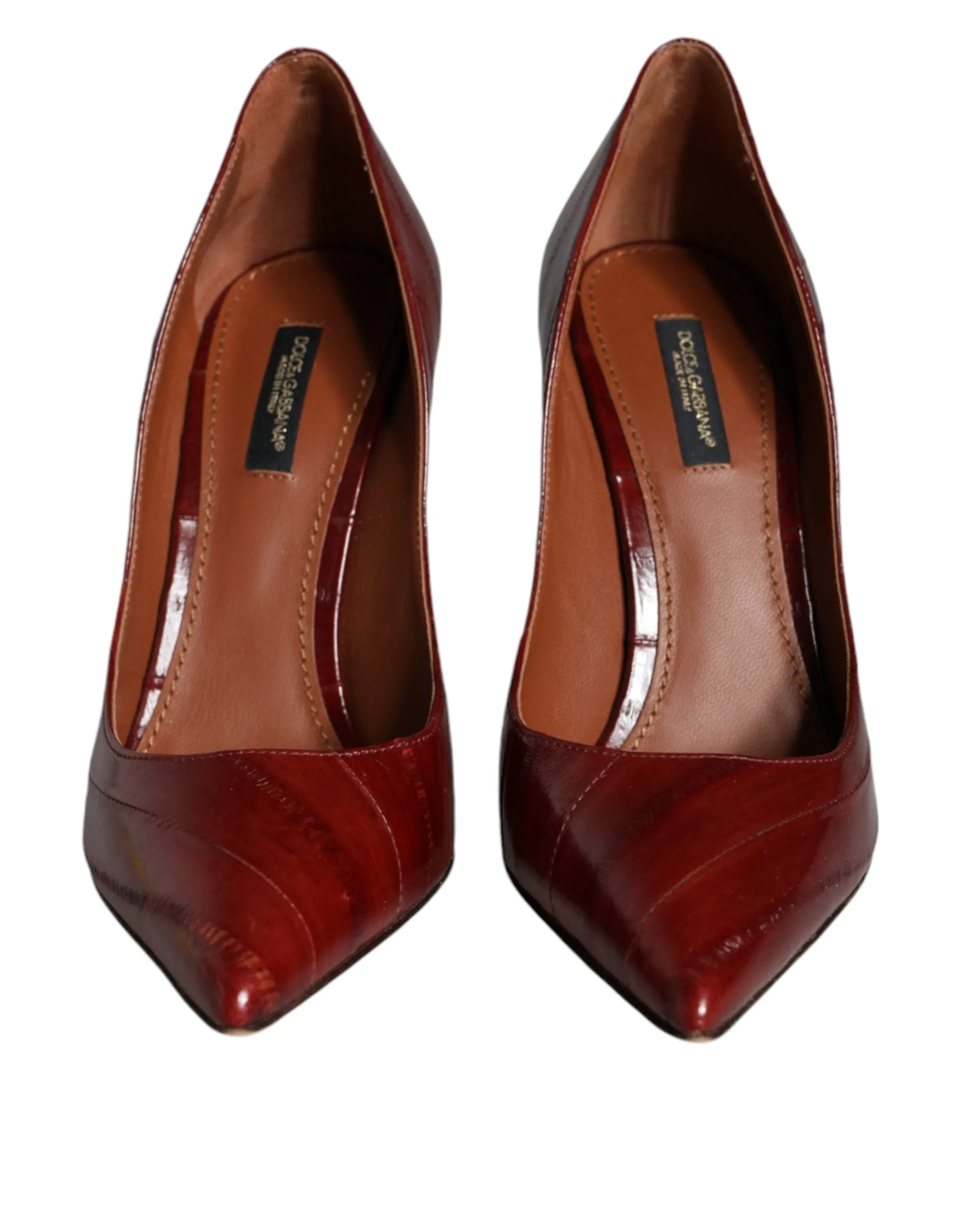 Dark Red Leather High Heels Pumps Shoes sold by Louxly product image thumbnail 2