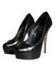 Black Leather Platform Heels Pumps Shoes sold by Louxly