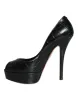 Black Leather Platform Heels Pumps Shoes sold by Louxly