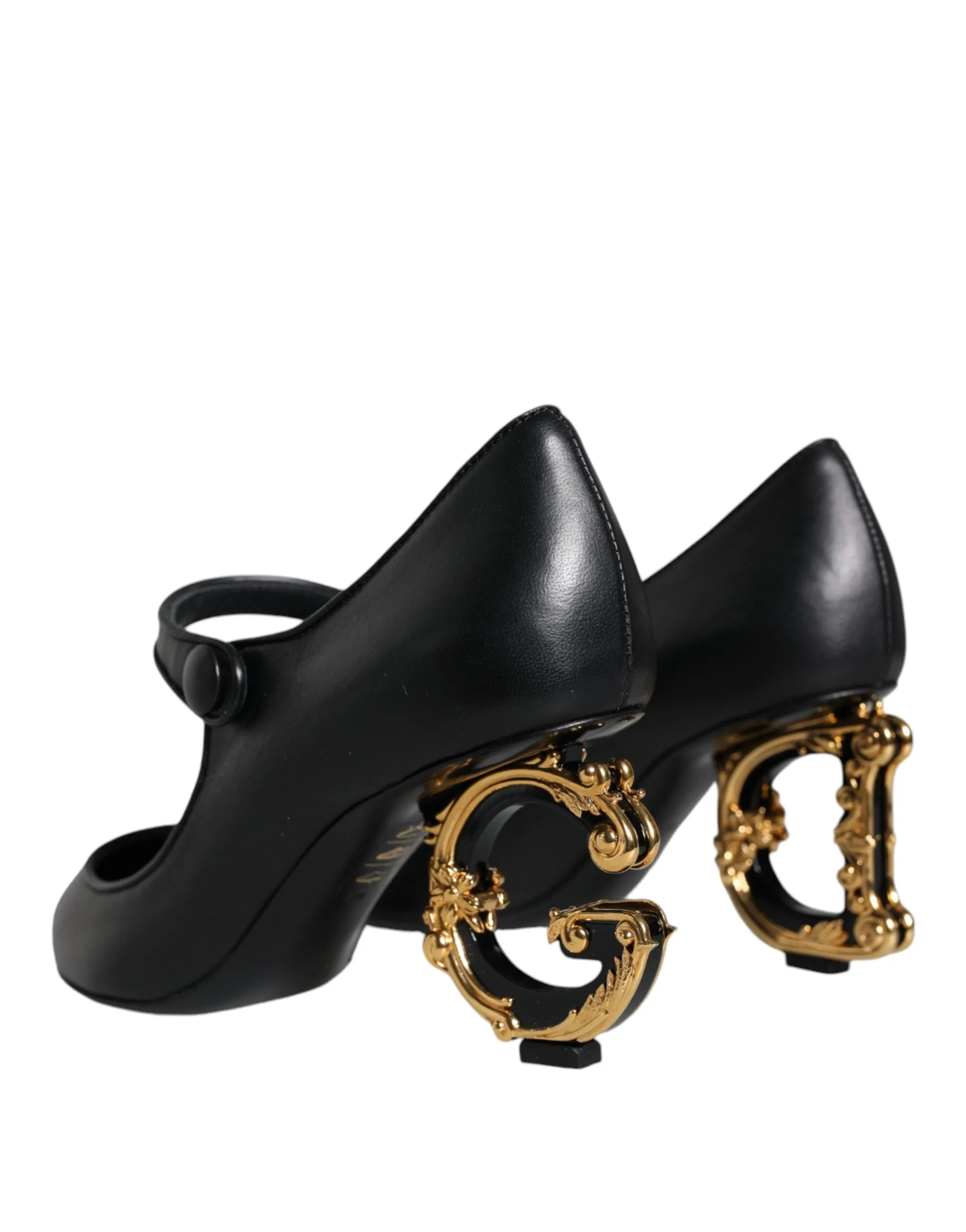 Black Leather Logo Heels Mary Janes Pumps Shoes sold by Louxly product image thumbnail 4