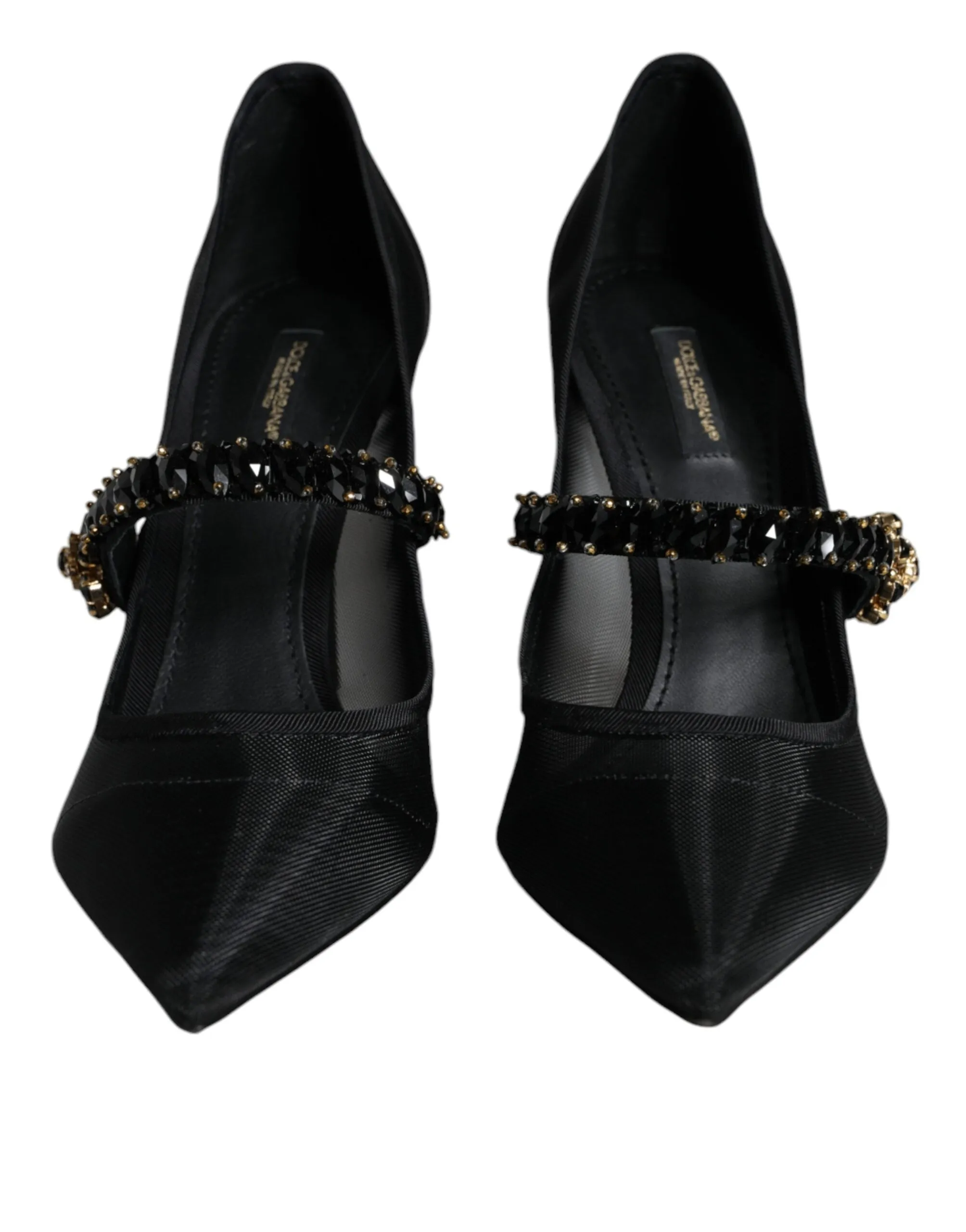 Black Mesh Mary Jane Crystal Heel Pumps Shoes sold by Louxly product image thumbnail 2