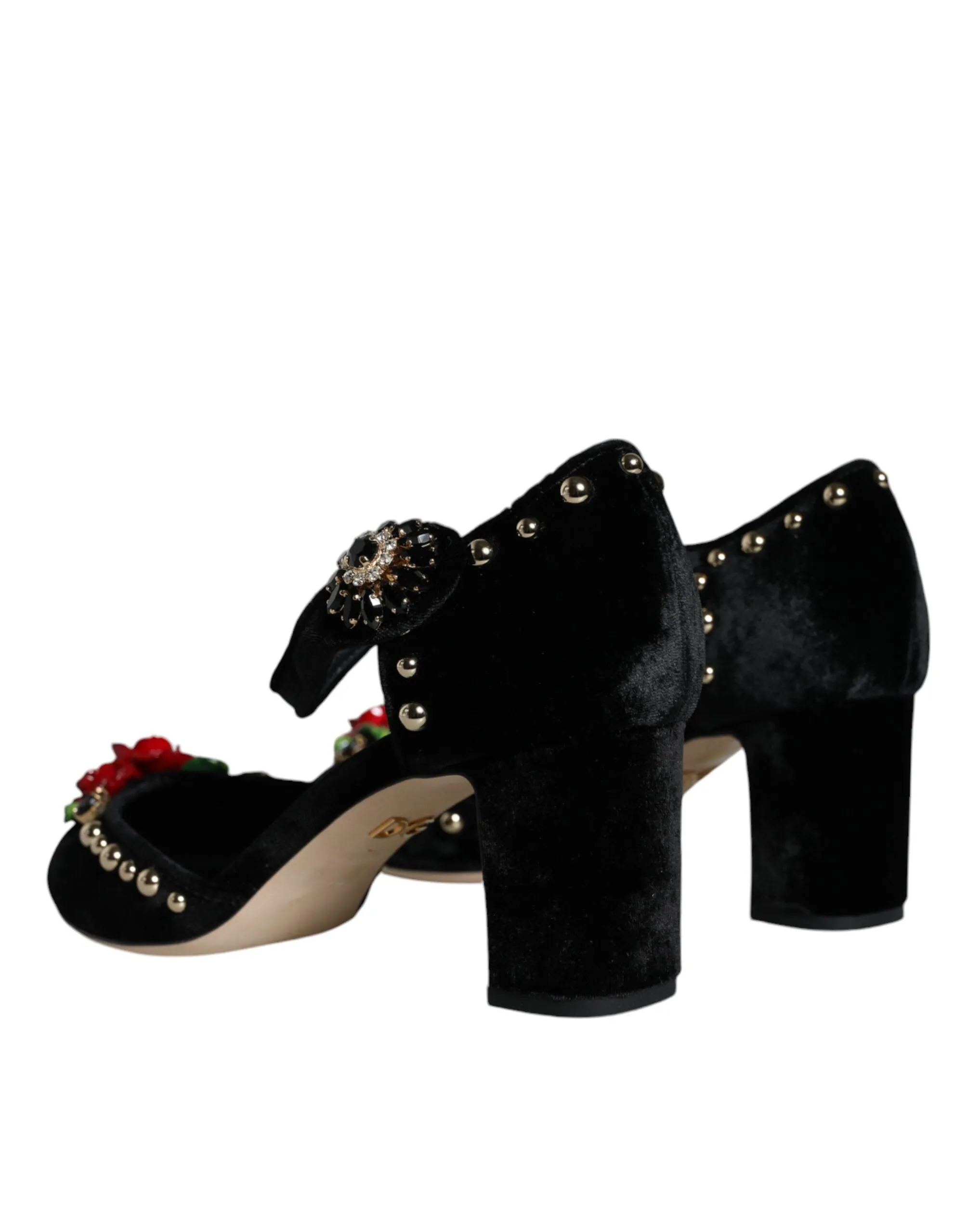 Black Velvet Roses Ankle Strap Pumps Shoes sold by Louxly product image thumbnail 4