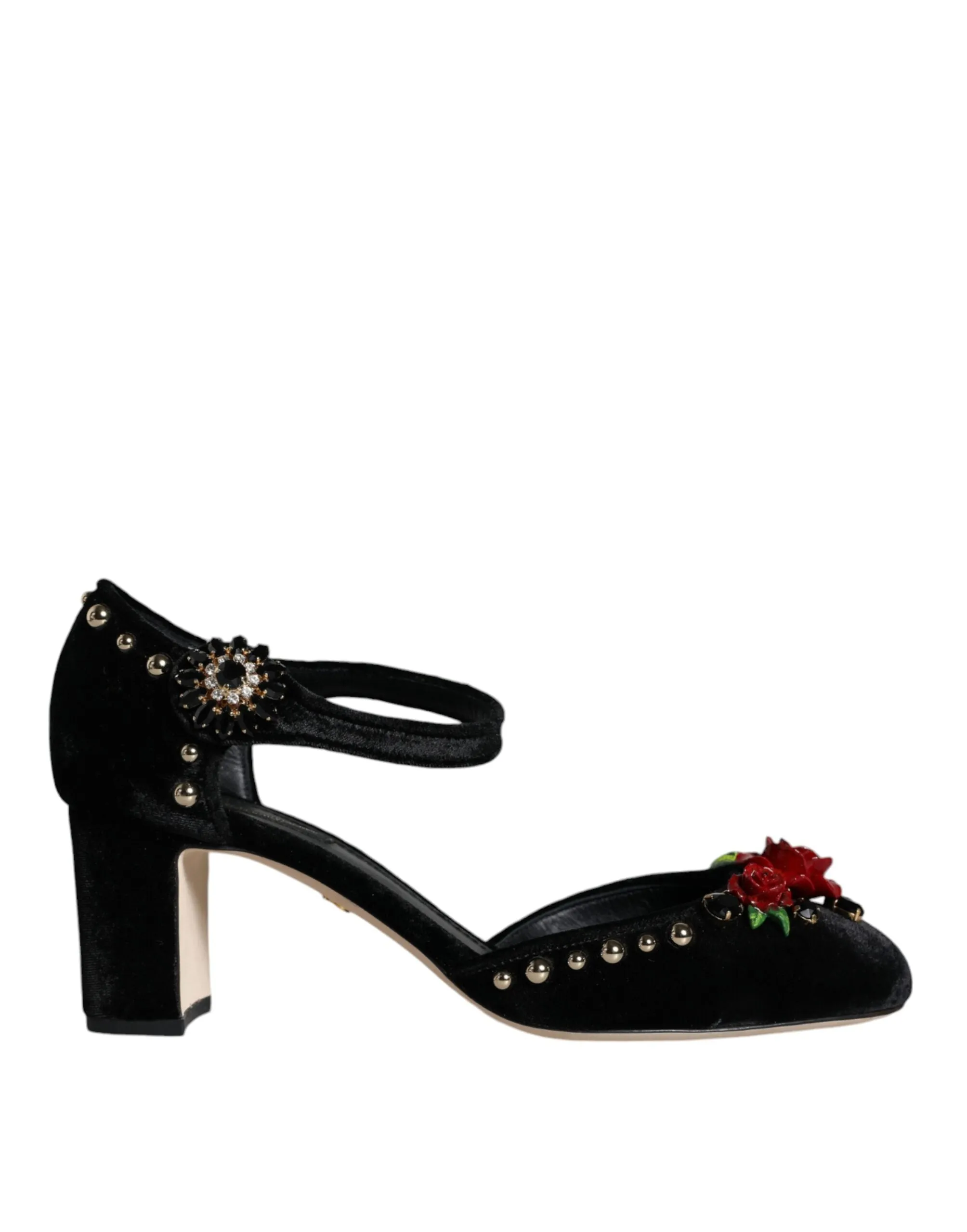 Black Velvet Roses Ankle Strap Pumps Shoes sold by Louxly