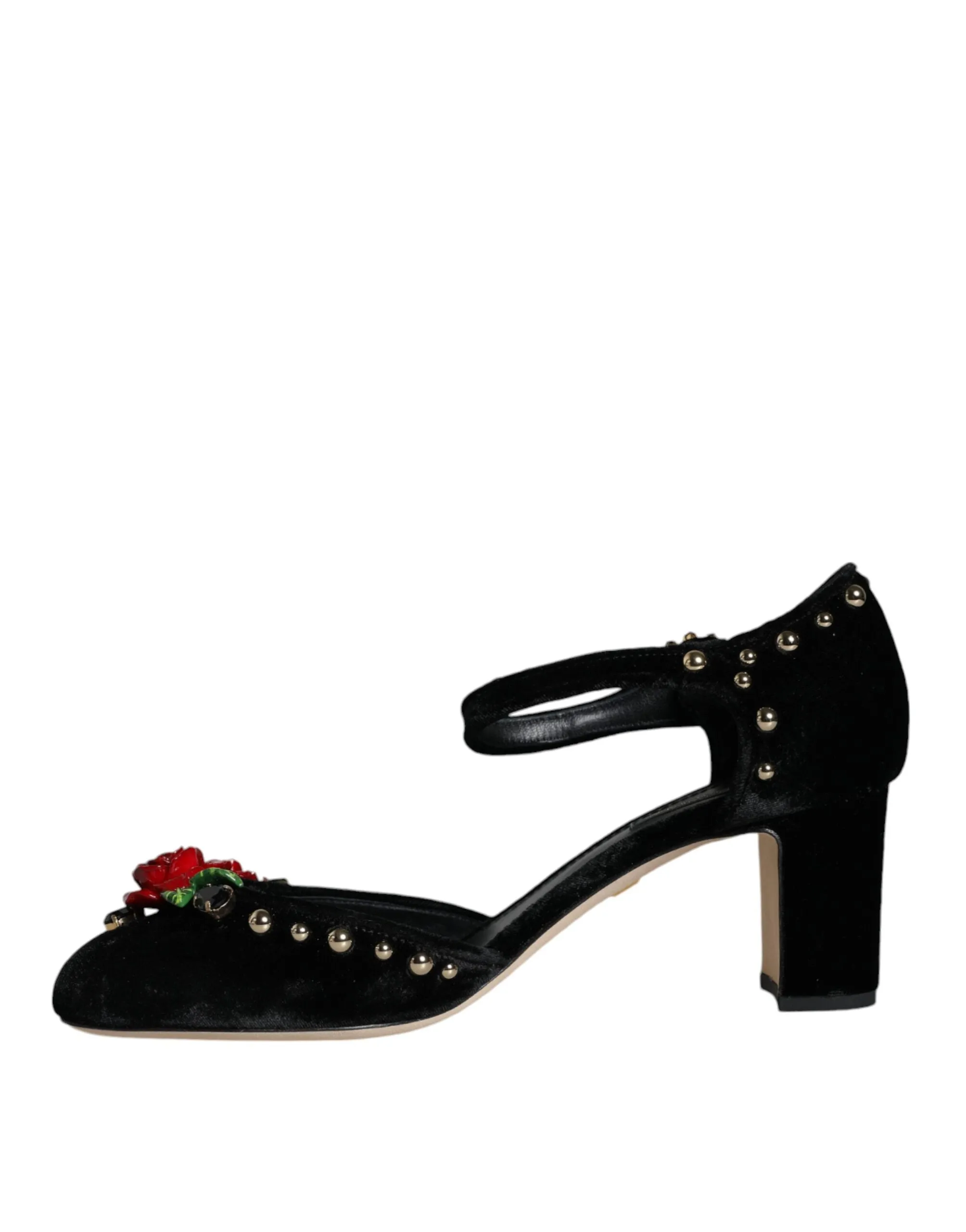 Black Velvet Roses Ankle Strap Pumps Shoes sold by Louxly product image thumbnail 5