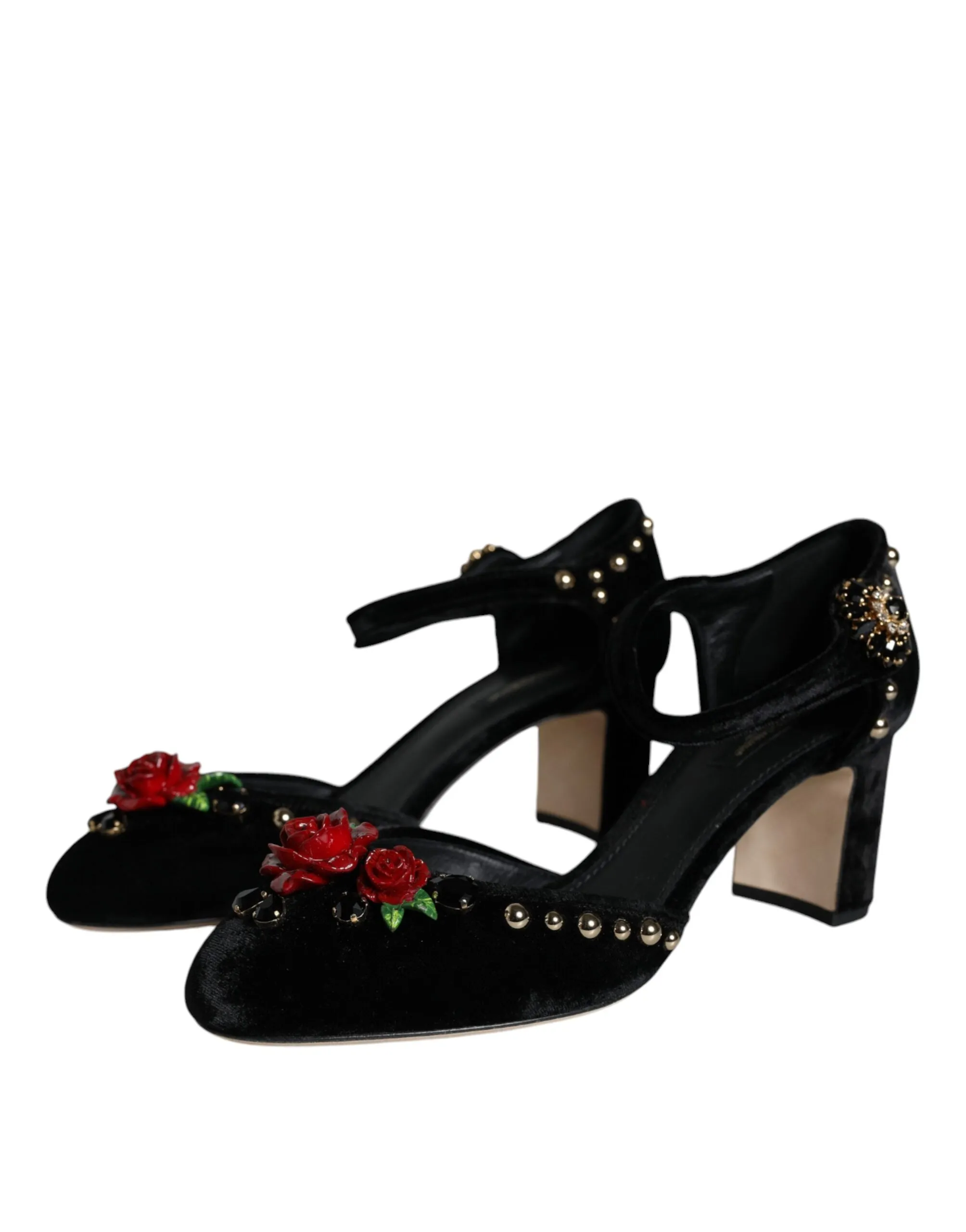 Black Velvet Roses Ankle Strap Pumps Shoes sold by Louxly product image thumbnail 3