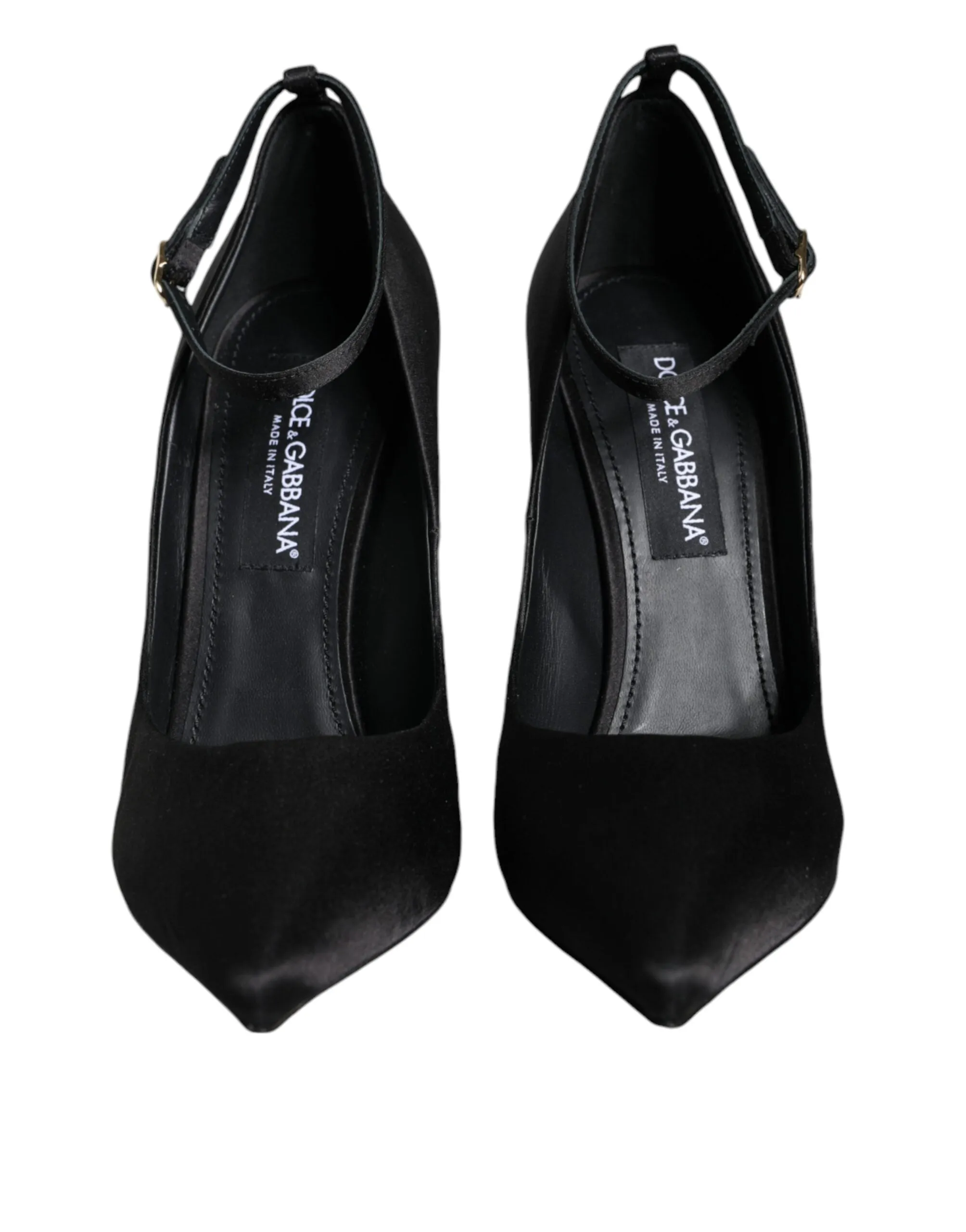 Black Satin Ankle Strap Heels Pumps Shoes sold by Louxly product image thumbnail 2
