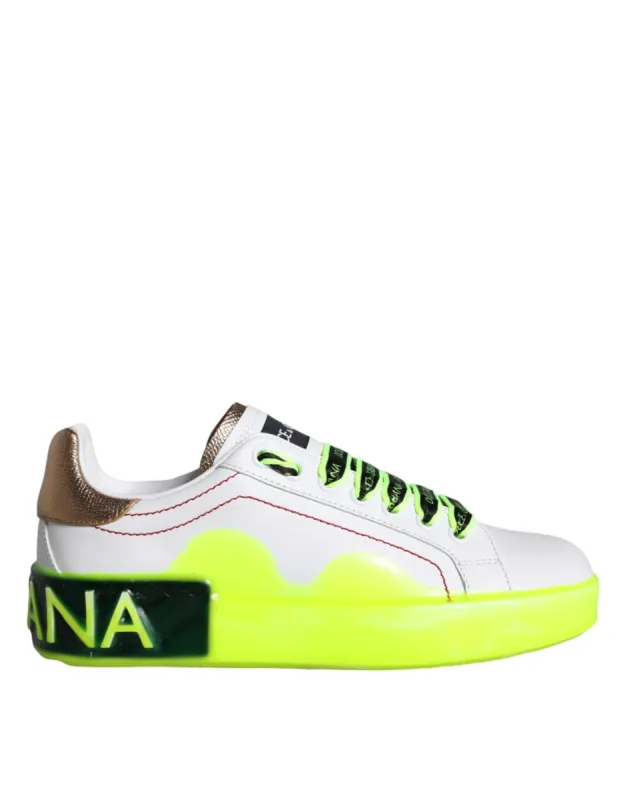 White Leather Portofino Low Top Sneakers Shoes sold by Louxly