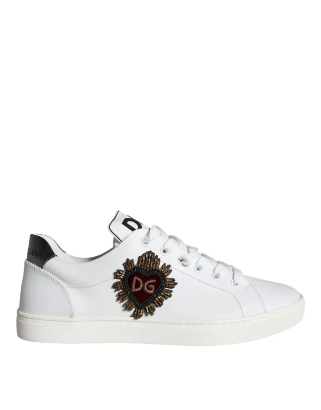 White Portofino Sacred Heart Sneakers Shoes sold by Louxly