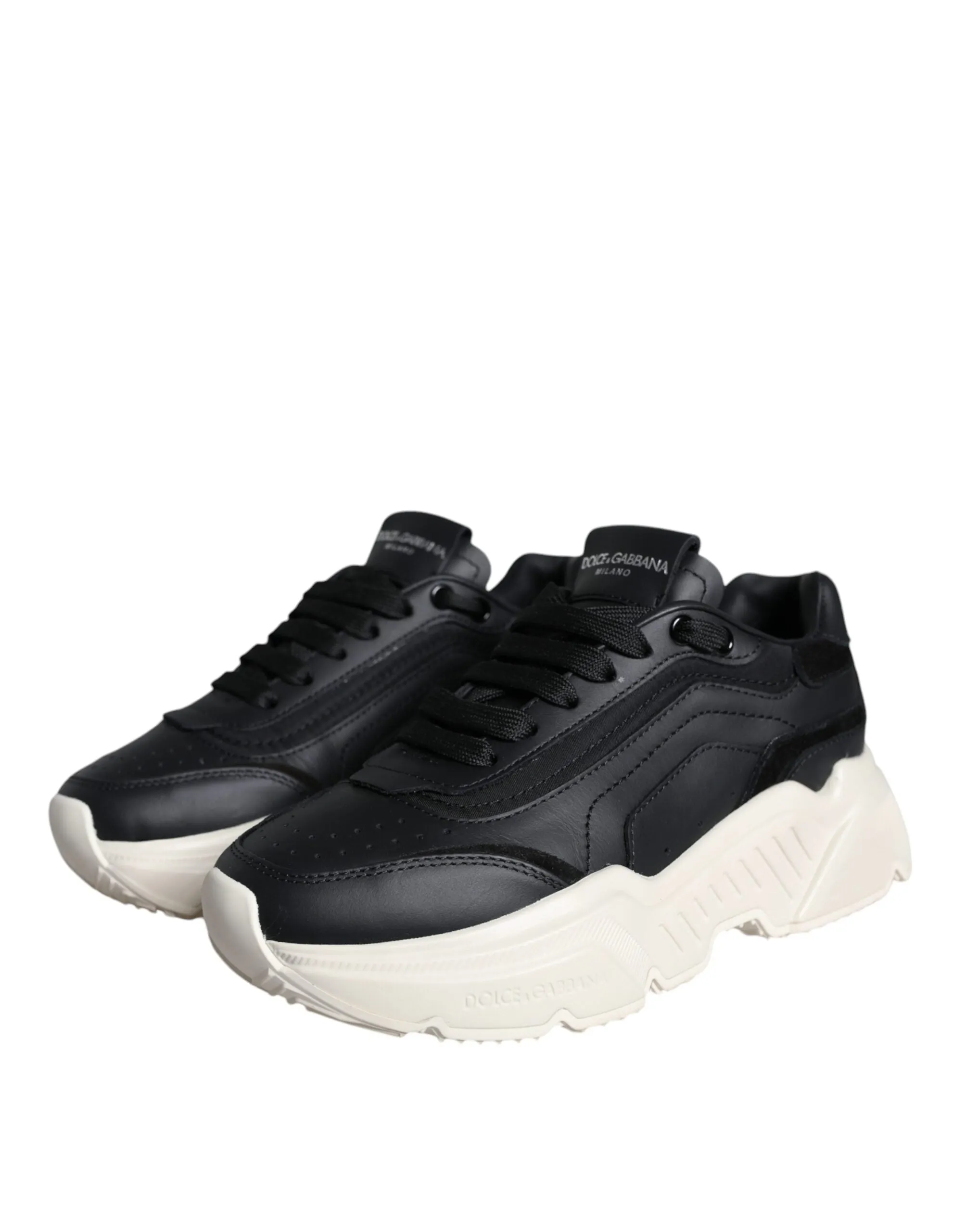 Black White DAYMASTER Leather Sneakers Shoes sold by Louxly product image thumbnail 3