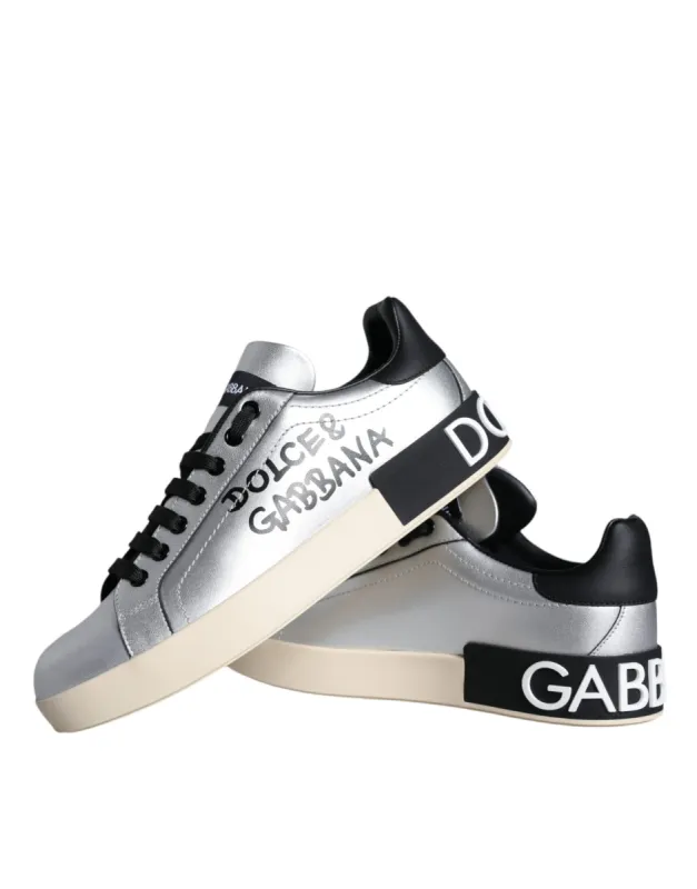 Silver Portofino Calf Leather Sneakers Shoes sold by Louxly
