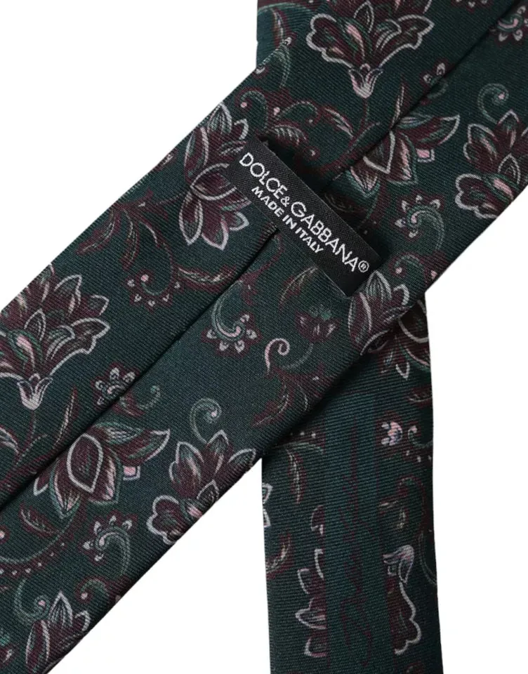 Green Floral Print Silk Adjustable Men Tie sold by Louxly product image thumbnail 4