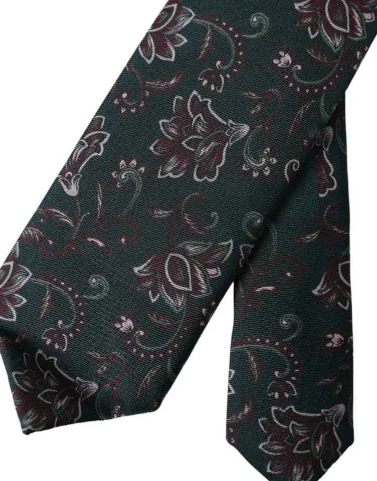 Green Floral Print Silk Adjustable Men Tie sold by Louxly product image thumbnail 5