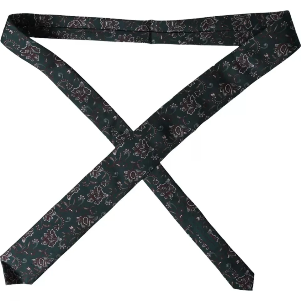 Green Floral Print Silk Adjustable Men Tie sold by Louxly product image thumbnail 2