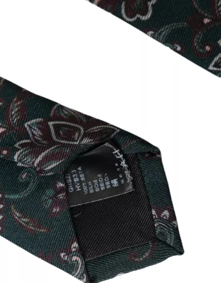 Green Floral Print Silk Adjustable Men Tie sold by Louxly product image thumbnail 3
