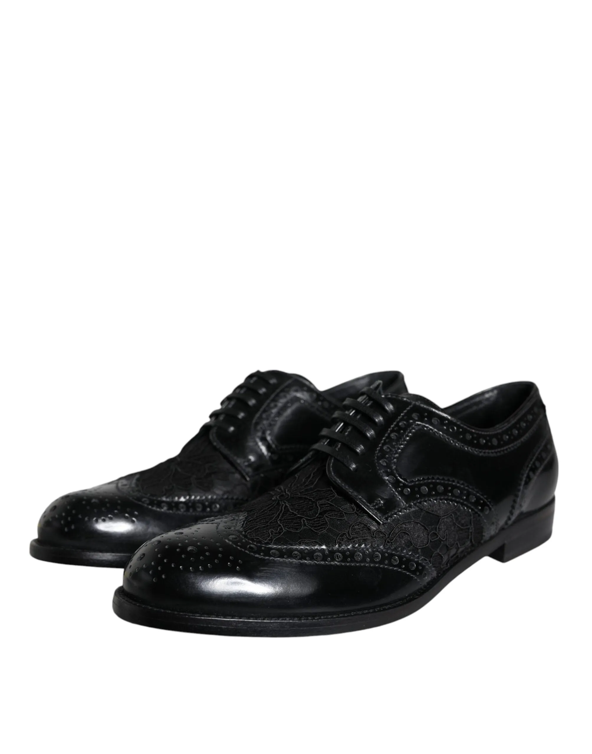 Black Leather Floral Lace Dress Formal Shoes sold by Louxly product image thumbnail 3