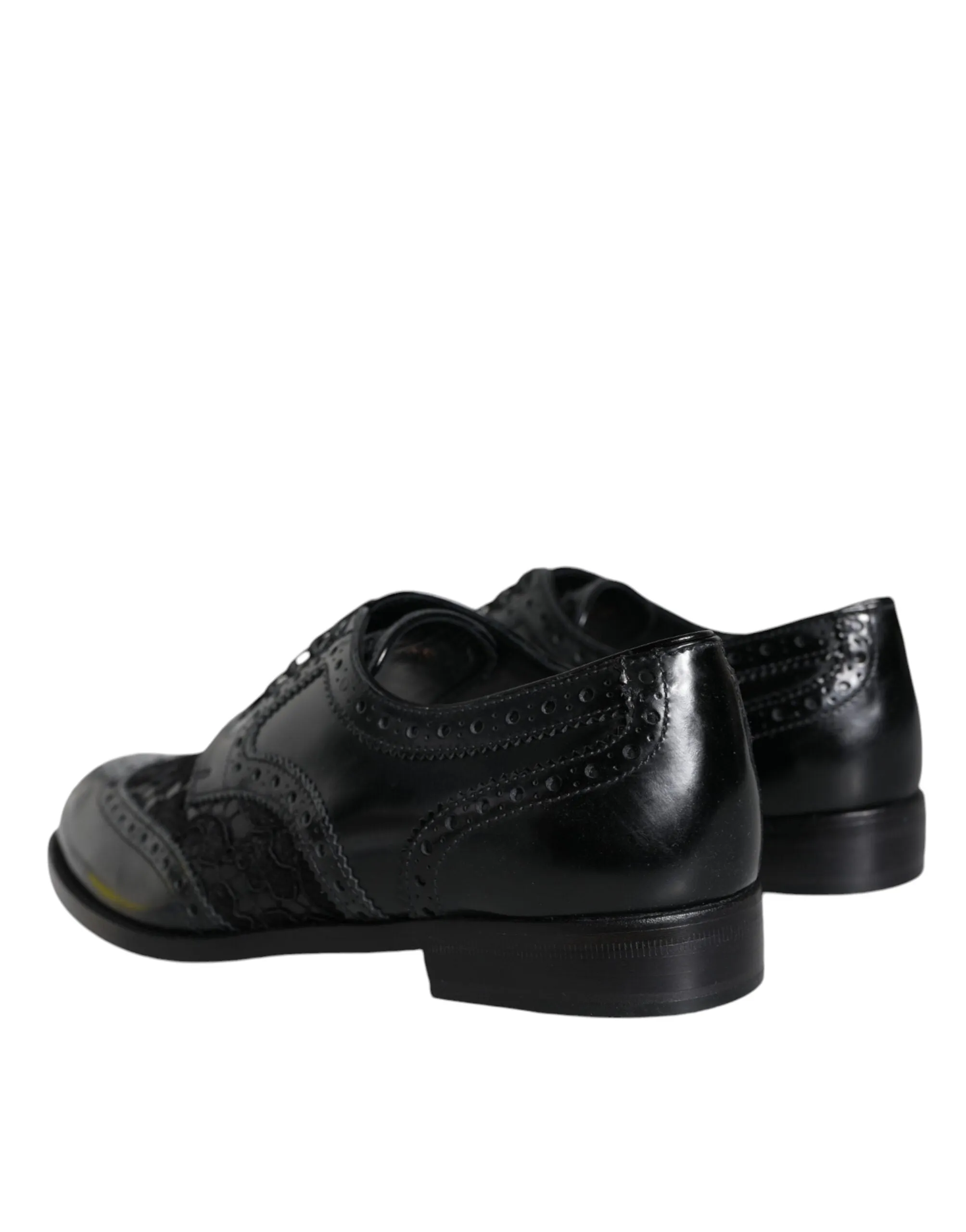 Black Leather Floral Lace Dress Formal Shoes sold by Louxly product image thumbnail 4