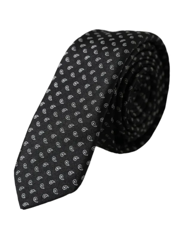 Black Jacquard Patterned Silk Adjustable Men Tie sold by Louxly