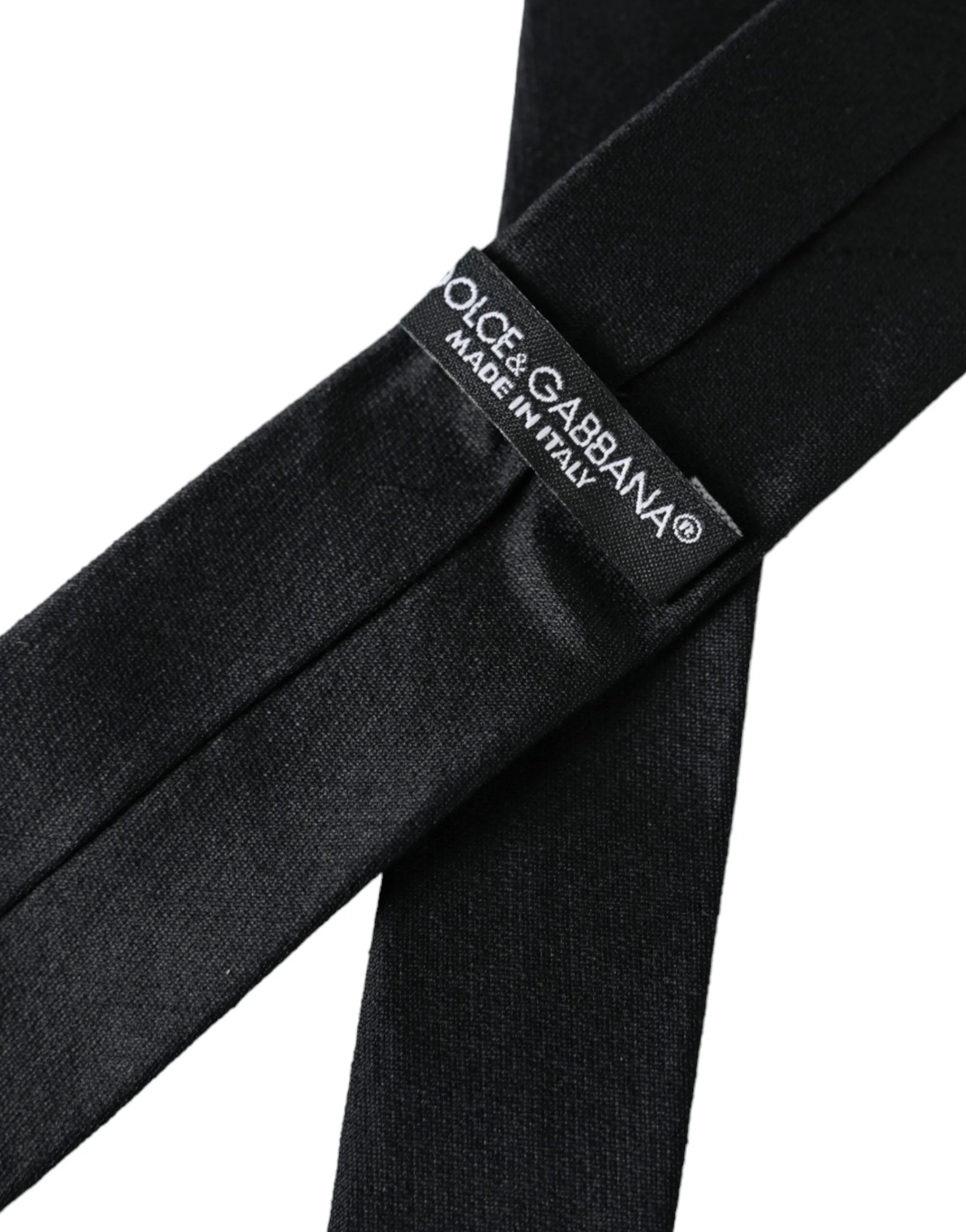Black Solid 100% Silk Adjustable Tie sold by Louxly product image thumbnail 3
