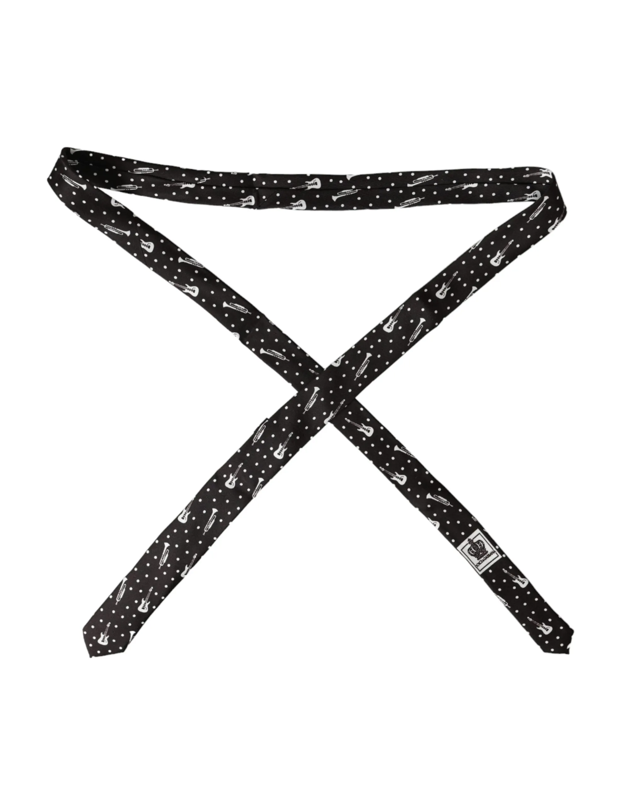 Black Guitar Print Silk Adjustable Tie sold by Louxly product image thumbnail 2