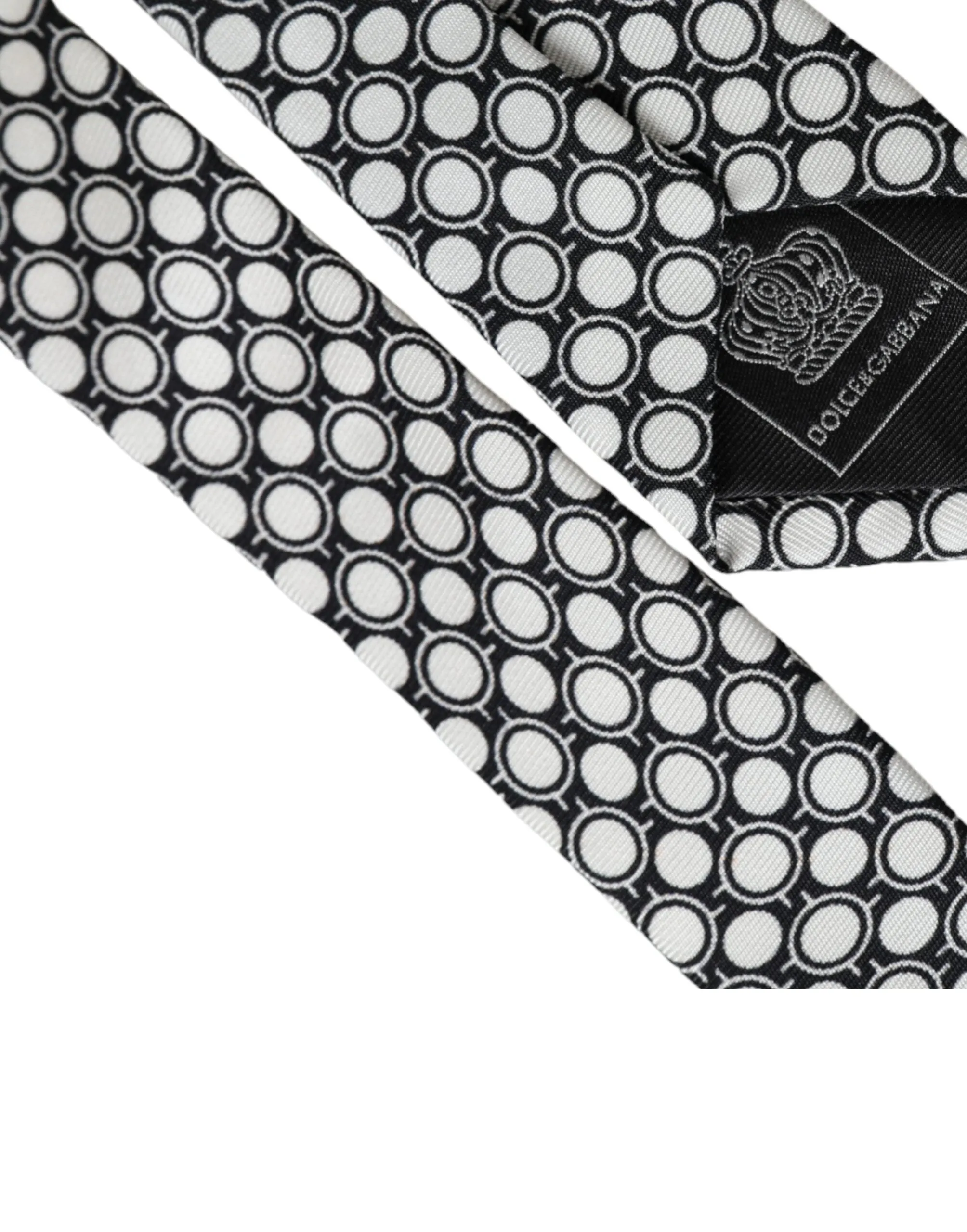 White Circles 100% Silk Adjustable Tie sold by Louxly product image thumbnail 4