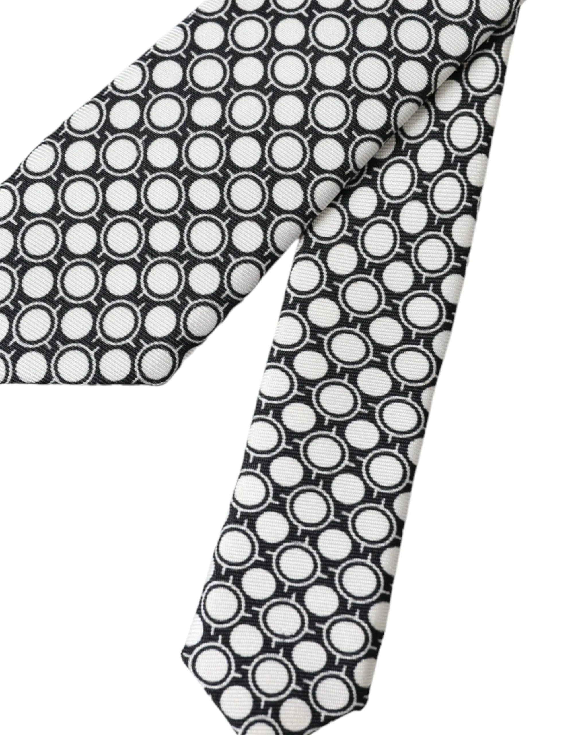 White Circles 100% Silk Adjustable Tie sold by Louxly product image thumbnail 5