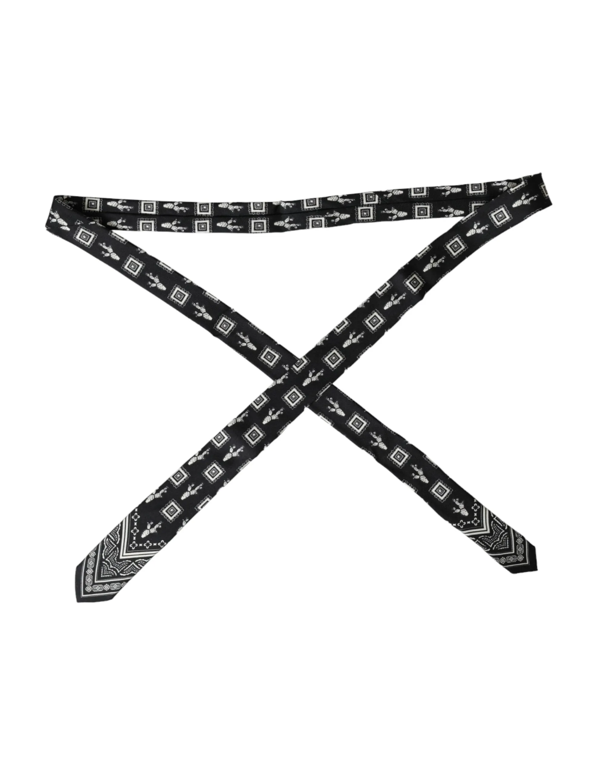 Black Patterned 100%Silk Adjustable Tie sold by Louxly product image thumbnail 5