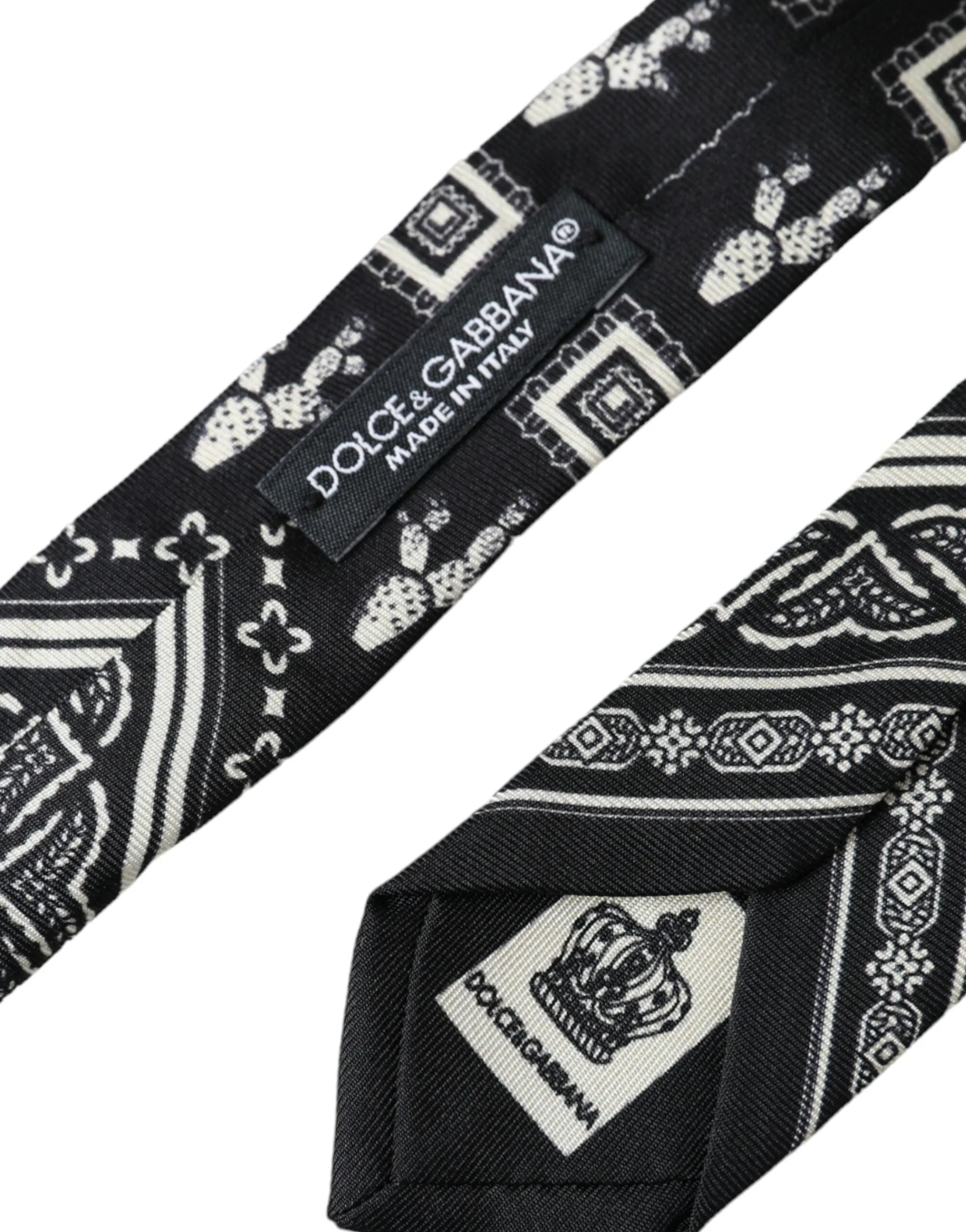 Black Patterned 100%Silk Adjustable Tie sold by Louxly product image thumbnail 3
