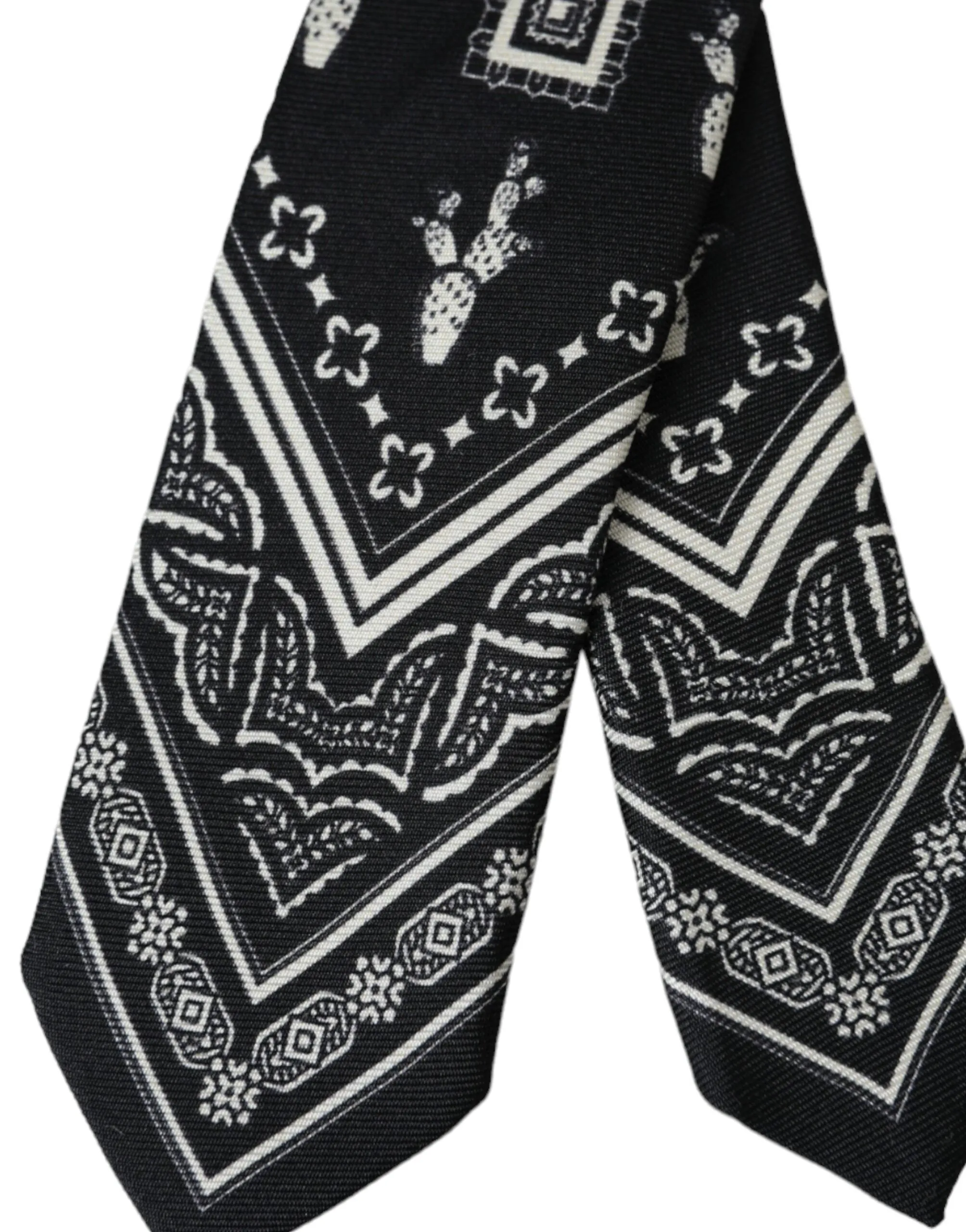 Black Patterned 100%Silk Adjustable Tie sold by Louxly product image thumbnail 4