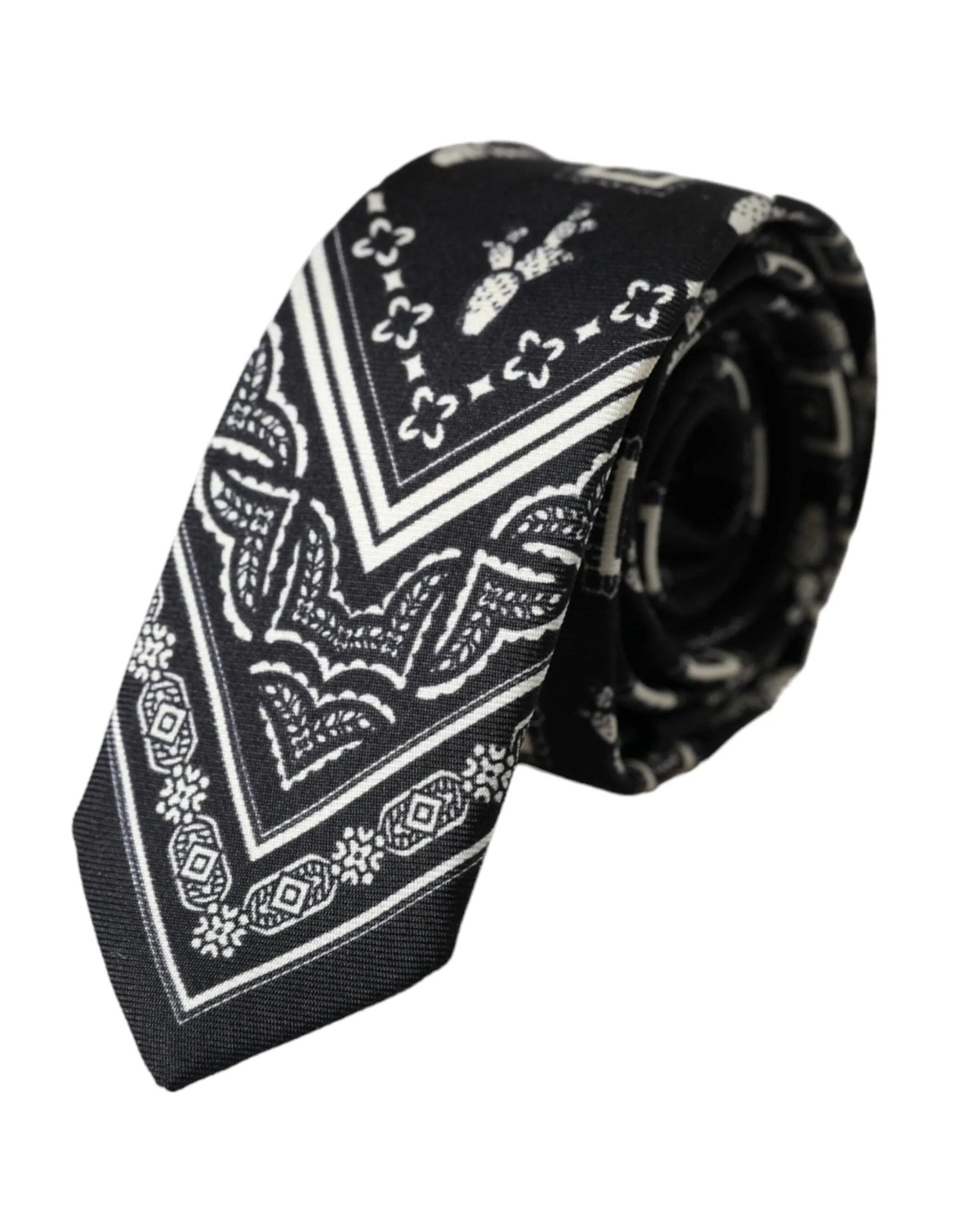 Black Patterned 100%Silk Adjustable Tie sold by Louxly