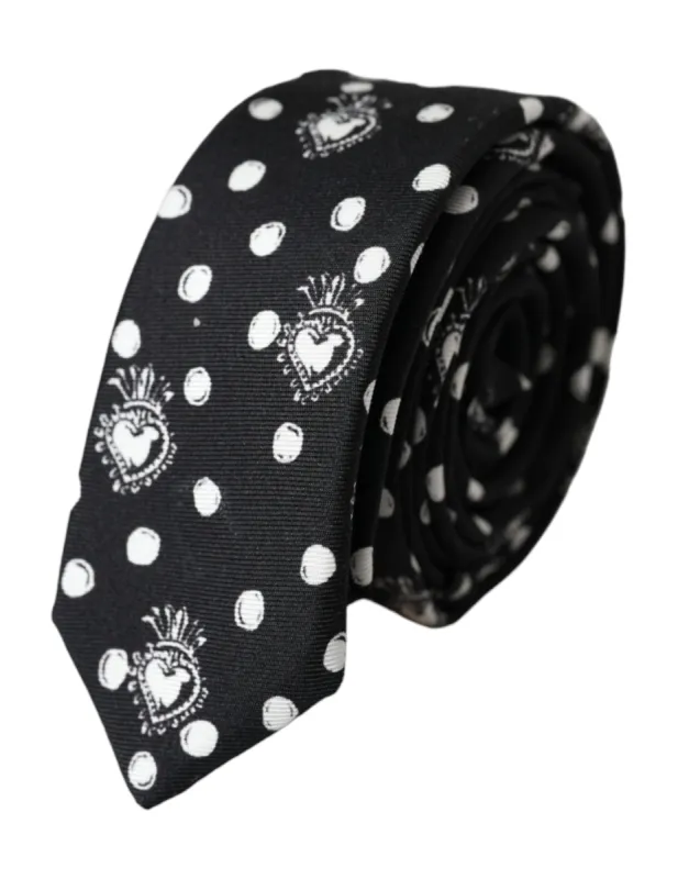 Black Heart Polka Dot Adjustable Tie sold by Louxly