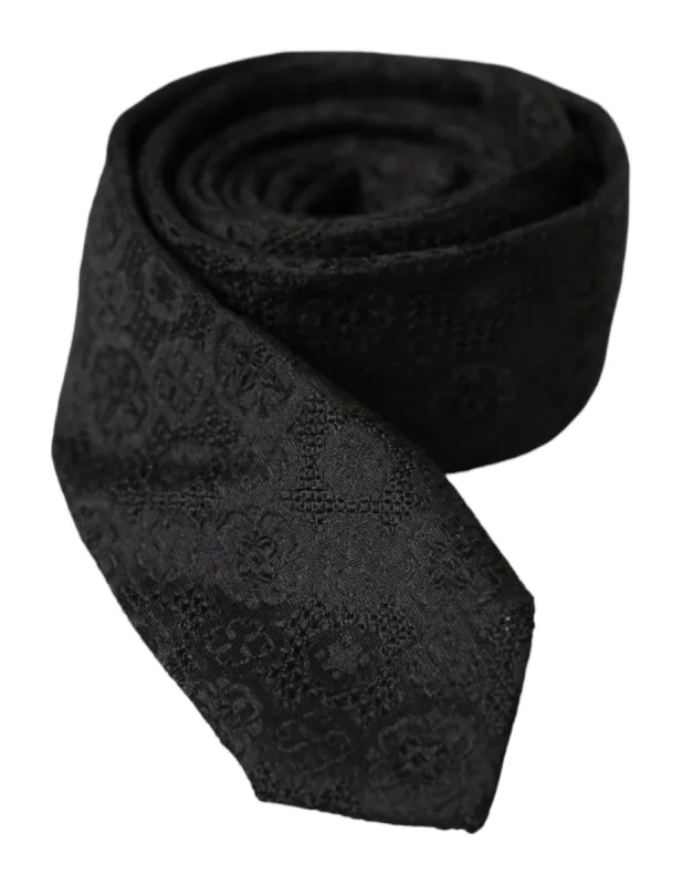 Black Fantasy 100% Silk Adjustable Tie sold by Louxly