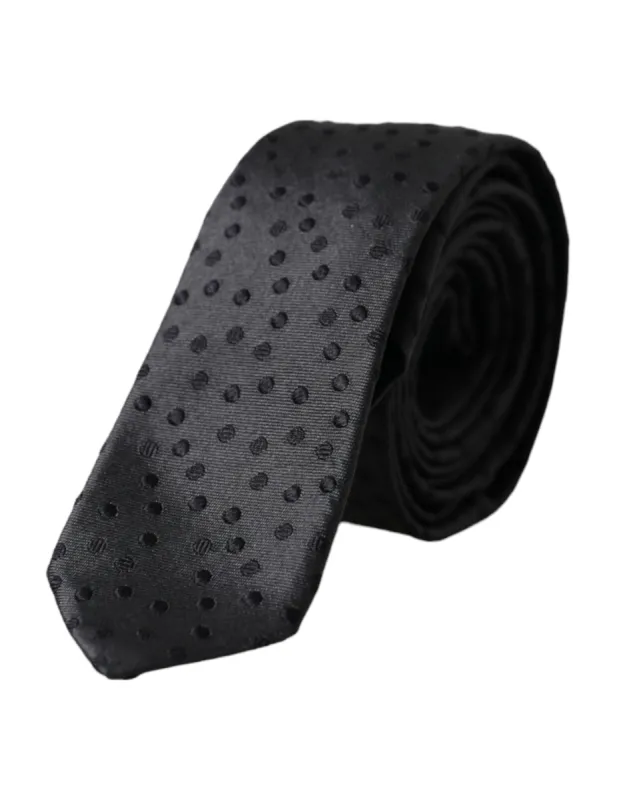 Black Polka Dot Silk Adjustable Men Tie sold by Louxly