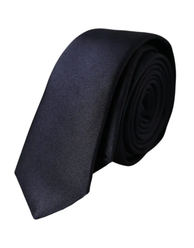 Dark Blue Solid Silk Adjustable Men Tie sold by Louxly