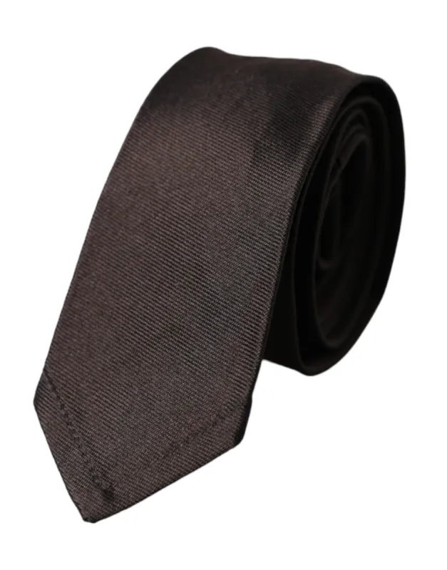 Brown Solid 100% Silk Adjustable Tie sold by Louxly
