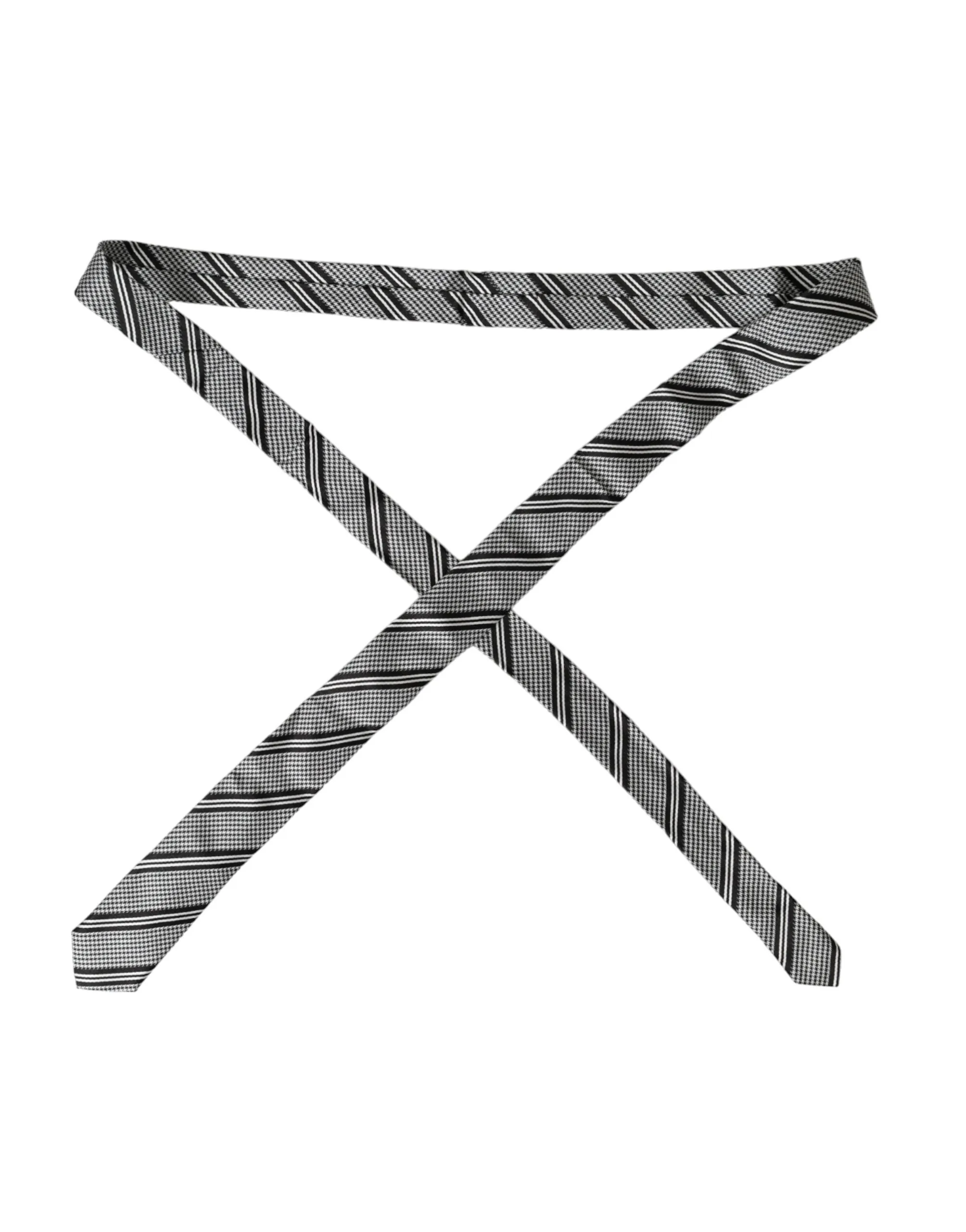 Black White Stripes Silk Adjustable Tie sold by Louxly product image thumbnail 2