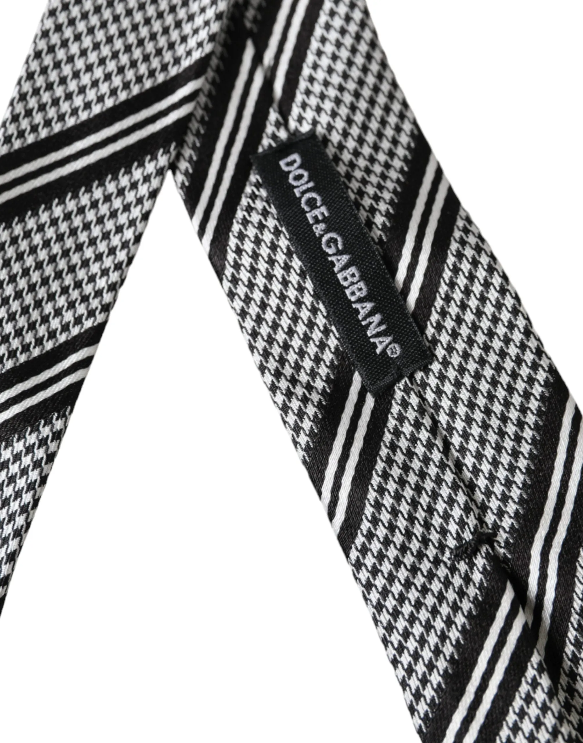 Black White Stripes Silk Adjustable Tie sold by Louxly product image thumbnail 3