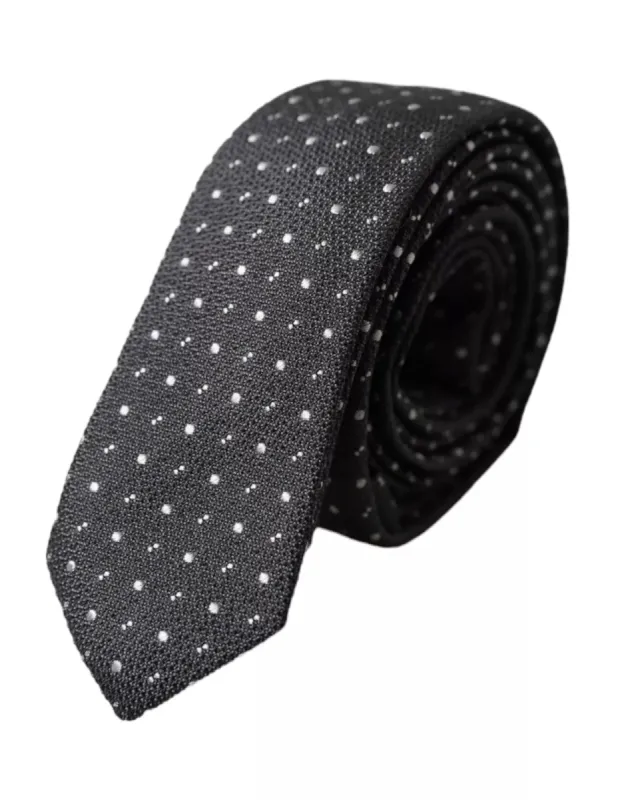 Black Polka Dot Silk Adjustable Men Tie sold by Louxly
