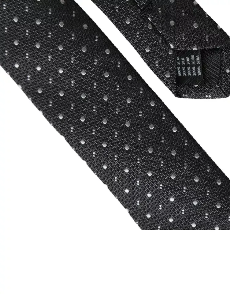 Black Polka Dot Silk Adjustable Men Tie sold by Louxly product image thumbnail 3