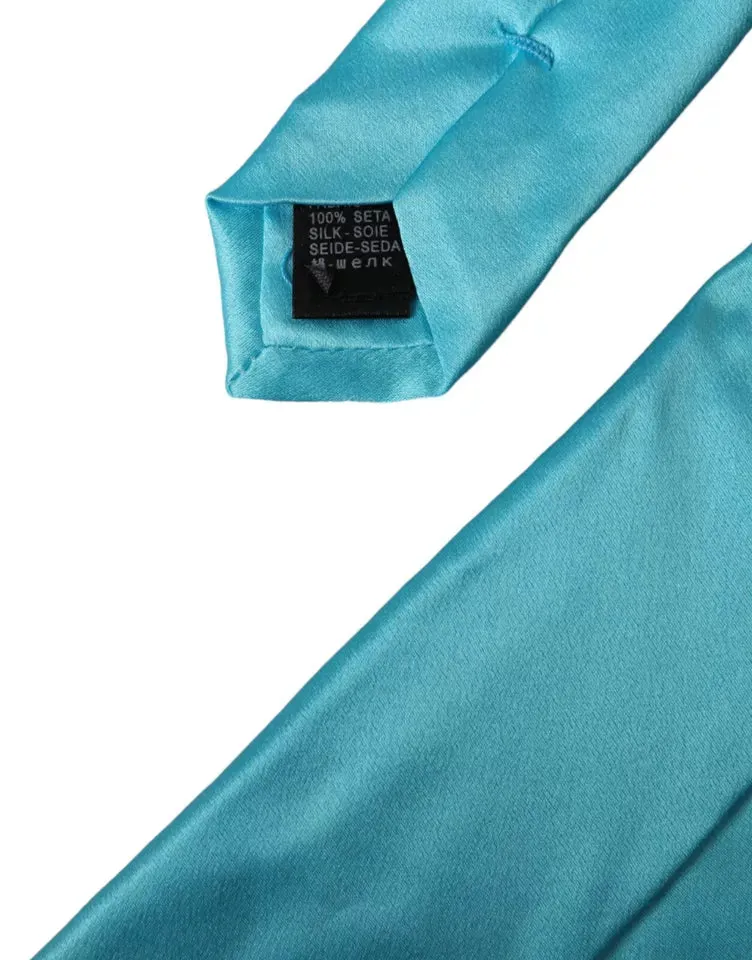 Light Blue Satin Silk Wide Adjustable Men Tie sold by Louxly product image thumbnail 5