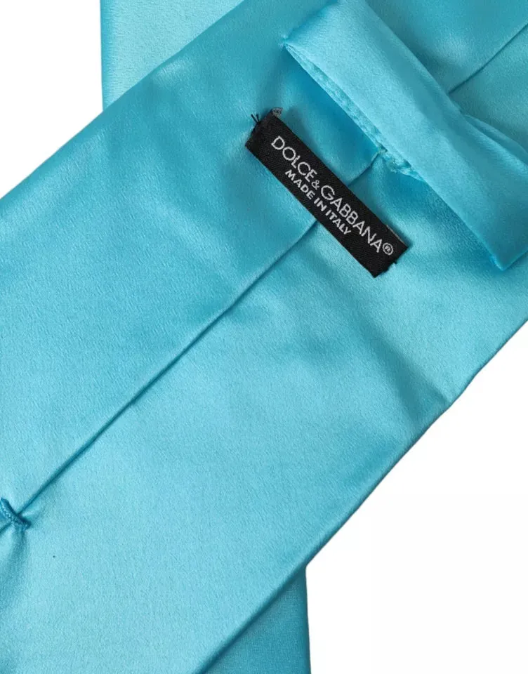 Light Blue Satin Silk Wide Adjustable Men Tie sold by Louxly product image thumbnail 3