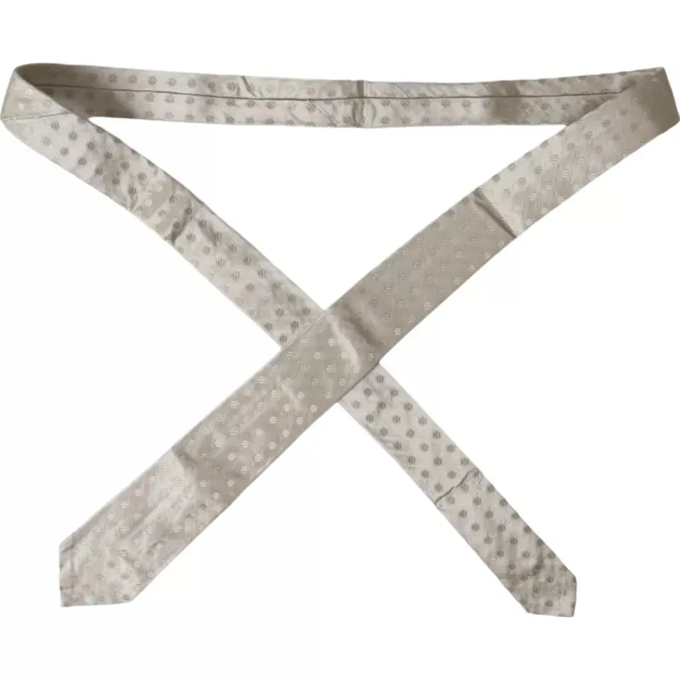 Beige Dotted Silk Classic Adjustable Men Tie sold by Louxly product image thumbnail 4