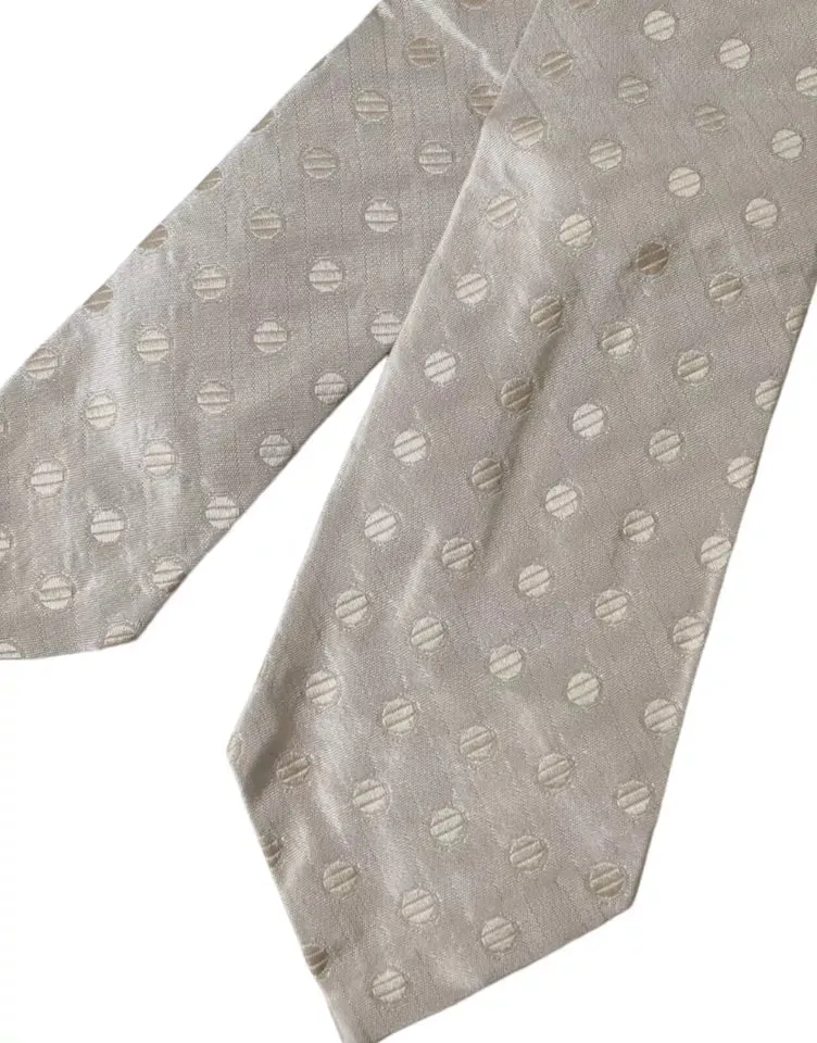 Beige Dotted Silk Classic Adjustable Men Tie sold by Louxly product image thumbnail 2