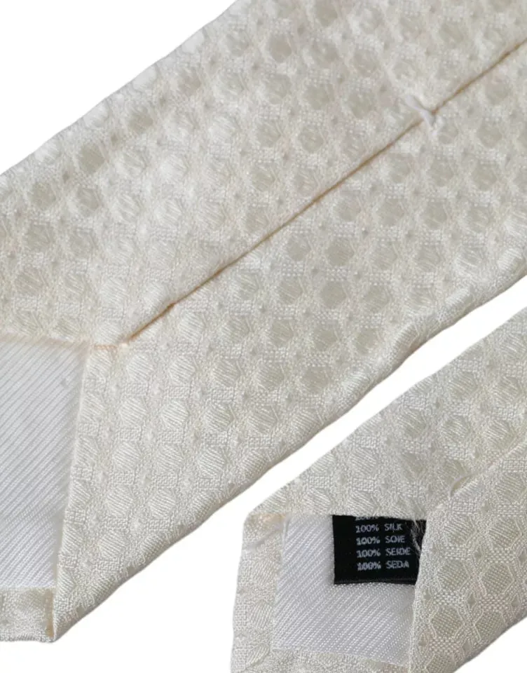 Off White Silk Adjustable Necktie Men Tie sold by Louxly product image thumbnail 4