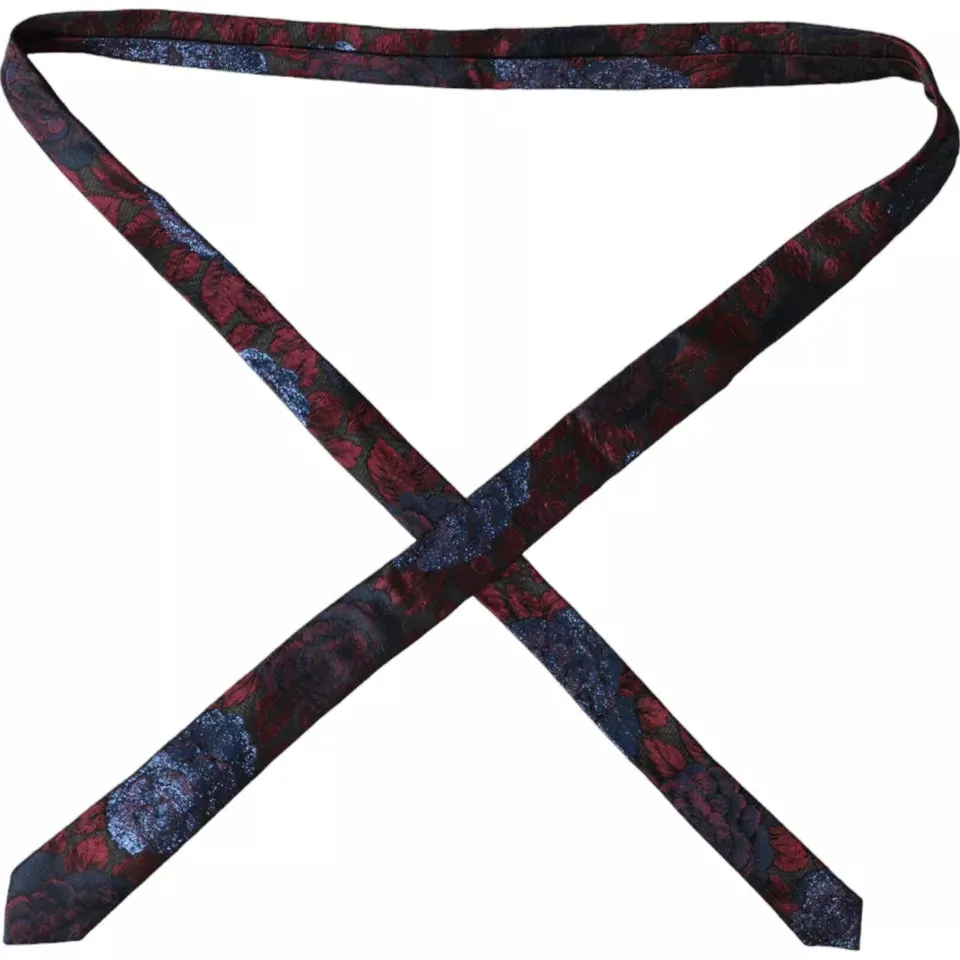 Red Blue Floral Fantasy Silk Adjustable Men Tie sold by Louxly product image thumbnail 4