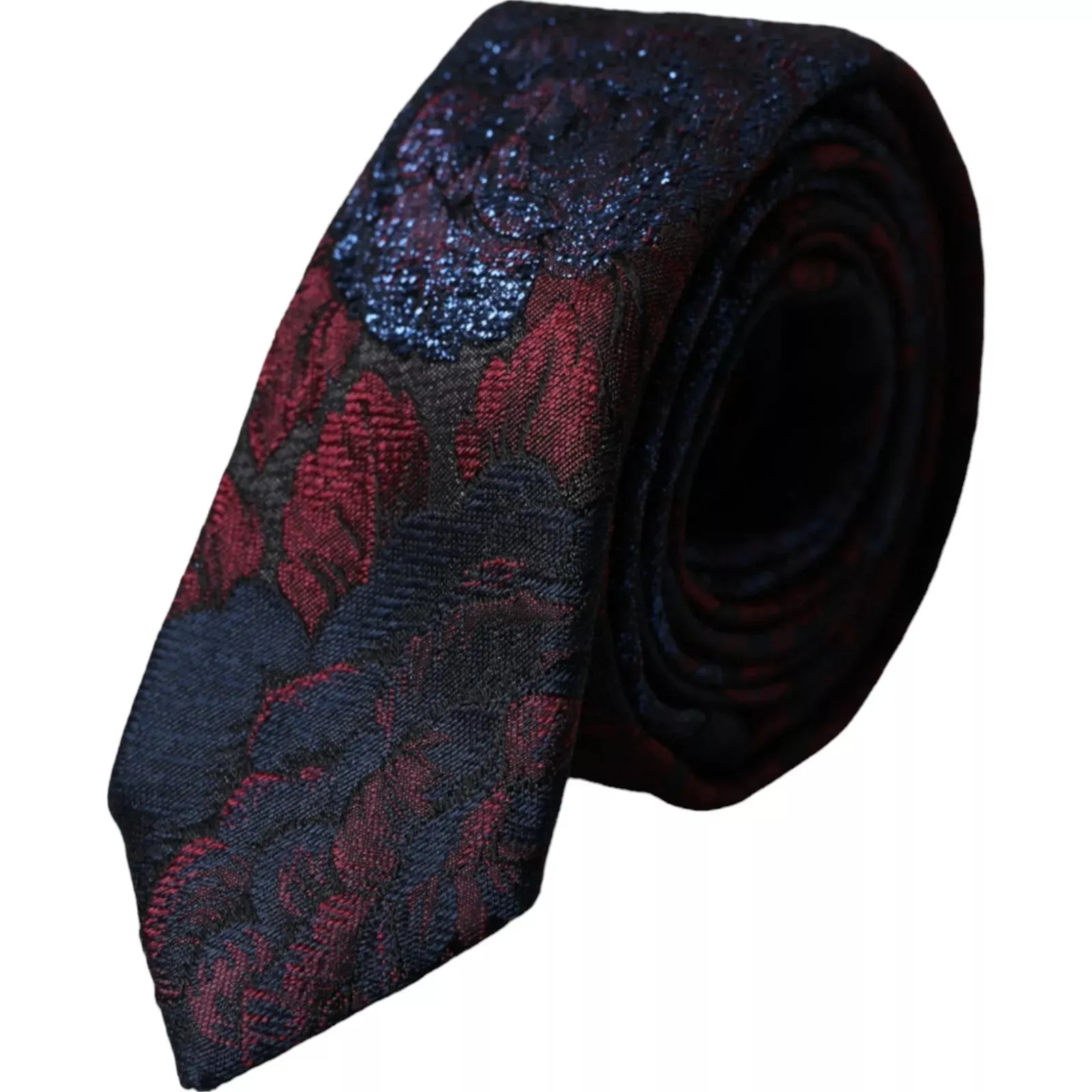 Red Blue Floral Fantasy Silk Adjustable Men Tie sold by Louxly