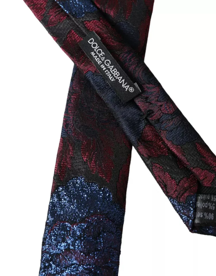 Red Blue Floral Fantasy Silk Adjustable Men Tie sold by Louxly product image thumbnail 2
